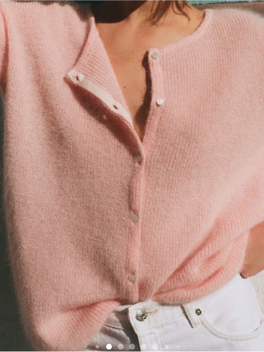 Sezane Bright Pink Button-Front Knit Cardigan